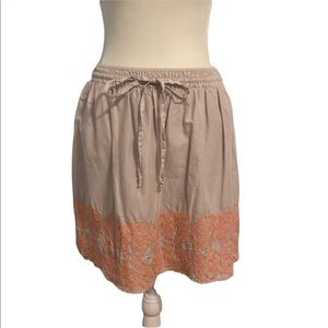 Boho gypsy embroidered cotton skirt